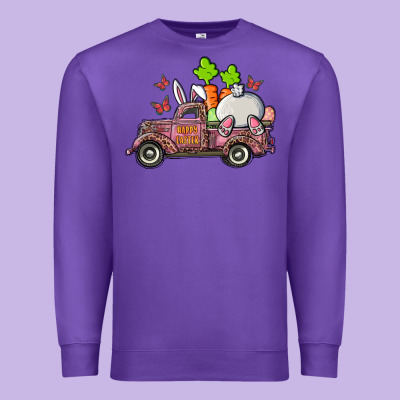 Happy Easter Pink Truck With Bunny Premium Sweatshirt Designed By Ranaportraitstore