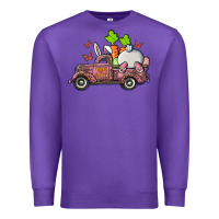 Purple happy easter pink truck with bunny Premium Sweatshirt - RanaPortraitStore