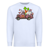 White happy easter pink truck with bunny Premium Sweatshirt - RanaPortraitStore