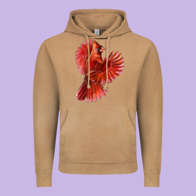Flying Northern Cardinal Bird Vintage Hoodie Designed By Lillyallendesigns