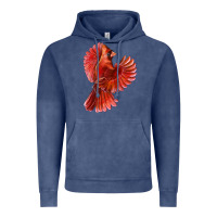 Vintage Denim Flying Northern Cardinal Bird Vintage Hoodie - LillyAllenDesigns
