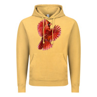 Vintage Mustard Flying Northern Cardinal Bird Vintage Hoodie - LillyAllenDesigns