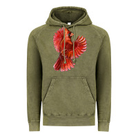 Vintage Olive Flying Northern Cardinal Bird Vintage Hoodie - LillyAllenDesigns