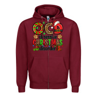 Burgundy ocd obsessive christmas disorder Zipper Hoodie - Jasminsmagicworld