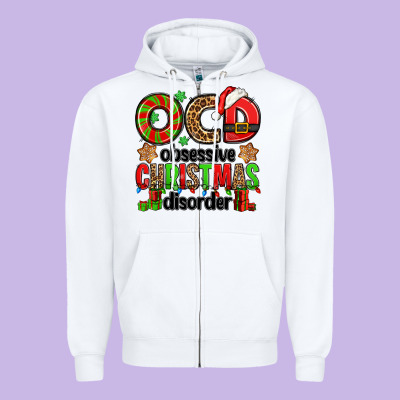 Ocd Obsessive Christmas Disorder Zipper Hoodie Designed By Jasminsmagicworld