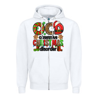 White ocd obsessive christmas disorder Zipper Hoodie - Jasminsmagicworld