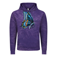 Cloud Purple Black Shallowtail Vintage Hoodie - LillyAllenDesigns