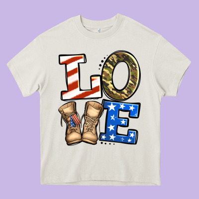 Love 4th Of July Army Veteran Heavy Core Tee Designed By Jasminsmagicworld