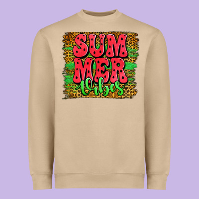 Summer Vibes Watermelon Leopard Background Heavyweight Sweatshirt Designed By Jasminsmagicworld