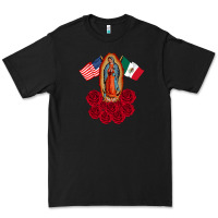 Our Lady Virgen De Guadalupe Mexican American Flag Holiday Premium Tee | Teevron