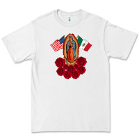 White our lady virgen de guadalupe mexican american flag holiday Premium Tee - linhVisuals