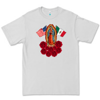Dove Grey our lady virgen de guadalupe mexican american flag holiday Premium Tee - linhVisuals