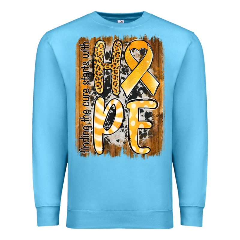 Finding The Cure Starts With Hope Childhood Cancer Awareness  With Bac Premium Sweatshirt by Jasminsmagicworld | Teevron
