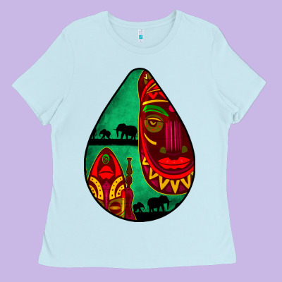 African Masks Teardrop  3 Ladies Tee Designed By Bundleandbundleshop