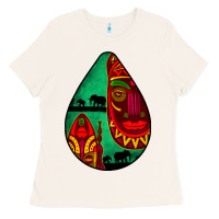 Bone african masks teardrop  3 Ladies Tee - BundleAndBundleShop