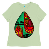 Matcha african masks teardrop  3 Ladies Tee - BundleAndBundleShop