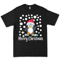 Penguin Merry Christmas With Snow Premium Tee | Teevron
