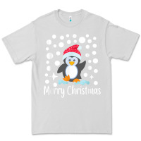 Dove Grey penguin merry christmas with snow Premium Tee - linhVisuals