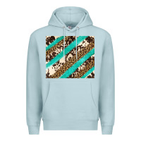 Blue Mist turquoise glitter leopard and cowhide Premium Hoodie - Artiststas