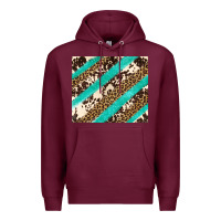 Burgundy turquoise glitter leopard and cowhide Premium Hoodie - Artiststas