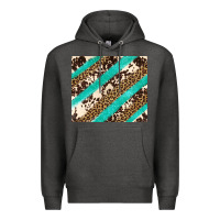 Charcoal Heather turquoise glitter leopard and cowhide Premium Hoodie - Artiststas