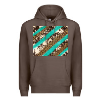 Coffee turquoise glitter leopard and cowhide Premium Hoodie - Artiststas