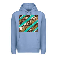 Colony Blue turquoise glitter leopard and cowhide Premium Hoodie - Artiststas