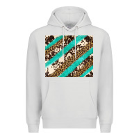 Dove Grey turquoise glitter leopard and cowhide Premium Hoodie - Artiststas