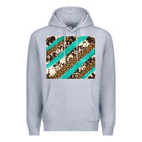 Heather Grey turquoise glitter leopard and cowhide Premium Hoodie - Artiststas
