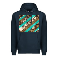 Navy turquoise glitter leopard and cowhide Premium Hoodie - Artiststas
