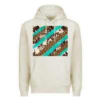 Oatmeal Heather turquoise glitter leopard and cowhide Premium Hoodie - Artiststas