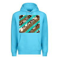 Ocean Blue turquoise glitter leopard and cowhide Premium Hoodie - Artiststas