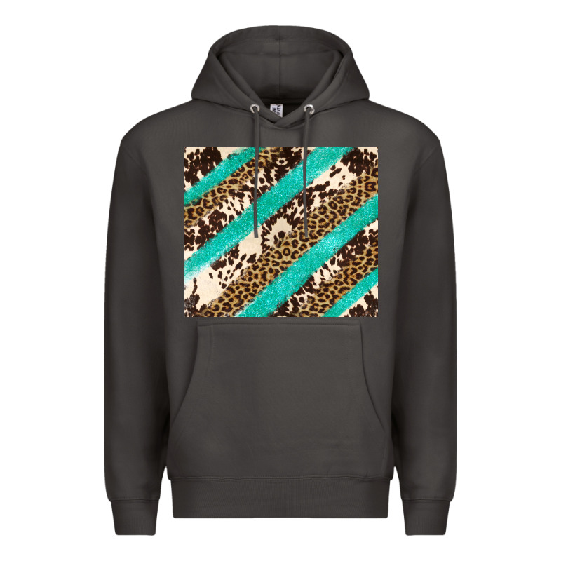 Turquoise Glitter Leopard And Cowhide Premium Hoodie by Artiststas | Teevron