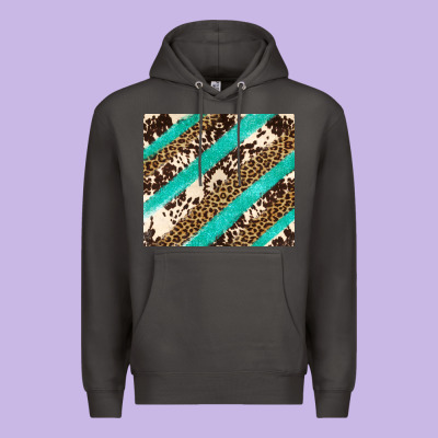 Turquoise Glitter Leopard And Cowhide Premium Hoodie Designed By Artiststas