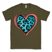 Army Green Blue Leopard Heart Classic Tee - Jasminsmagicworld
