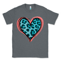 Charcoal Heather Blue Leopard Heart Classic Tee - Jasminsmagicworld