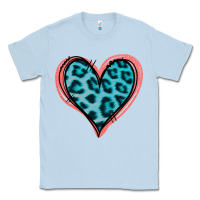 Dusty Blue Blue Leopard Heart Classic Tee - Jasminsmagicworld