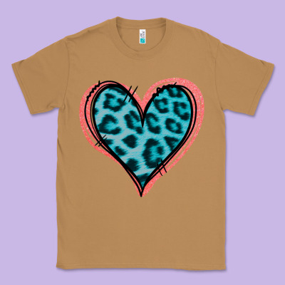 Blue Leopard Heart Classic Tee Designed By Jasminsmagicworld