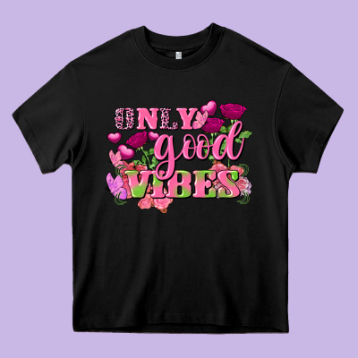 Valentine's Day Only Good Vibes Heavy Core Tee Designed By Fadigitalartstudio