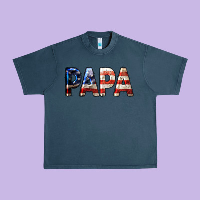 American Flag Papa 4th Of July Urban Heavy Tee Designed By Lillyallendesigns
