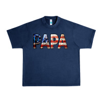 Navy American Flag Papa 4th of July Urban Heavy Tee - LillyAllenDesigns
