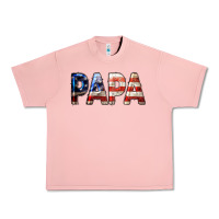 Salmon American Flag Papa 4th of July Urban Heavy Tee - LillyAllenDesigns