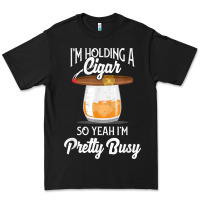 Black cigar smoking tshirt smoking whiskey drinking dad tee gift Premium Tee - linhVisuals