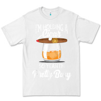 White cigar smoking tshirt smoking whiskey drinking dad tee gift Premium Tee - linhVisuals