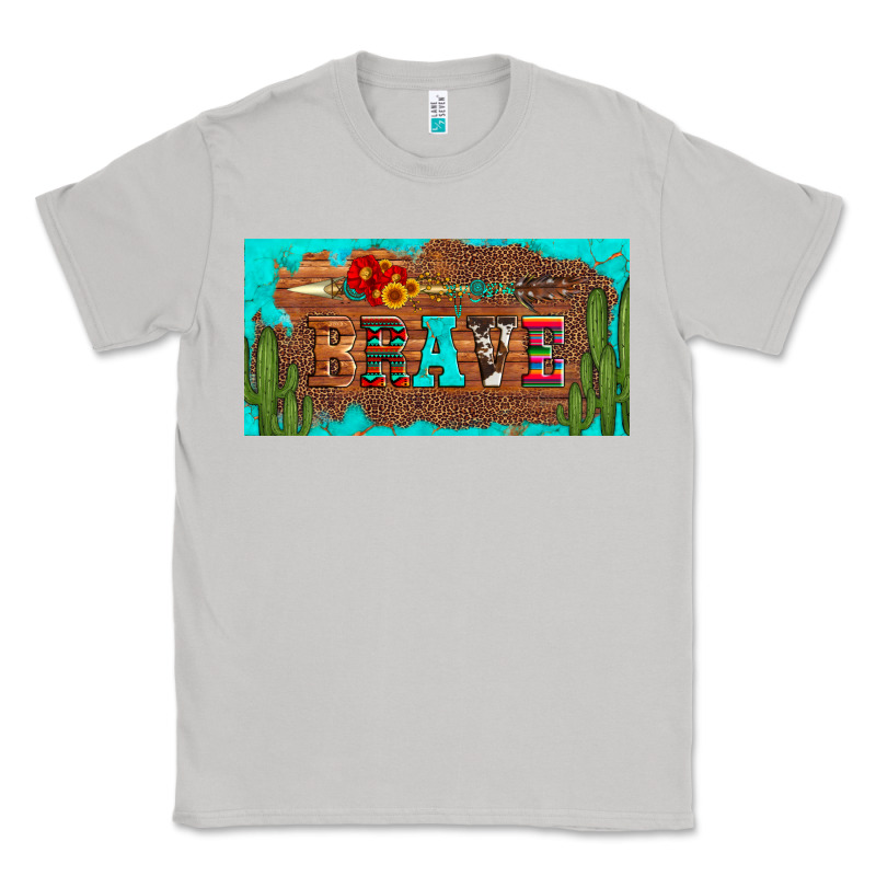 Brave Turquoise Leopard Cactus And Floral Arrow Licanse Plate Classic Tee by Artiststas | Teevron