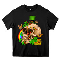 Black St. Patrick's boho skull Heavy Core Tee - OliviaCreatesArt