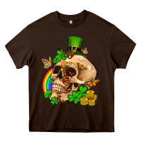 Chocolate Brown St. Patrick's boho skull Heavy Core Tee - OliviaCreatesArt