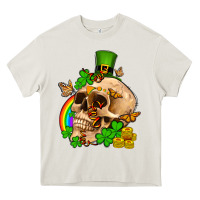 Cream St. Patrick's boho skull Heavy Core Tee - OliviaCreatesArt