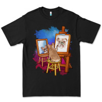 Black french bulldog painting bulldog artist art animals graphic long sleeve Premium Tee - linhVisuals