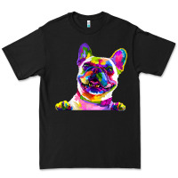 Black frenchie french bulldog pop art portrait bouledogue t shirt Premium Tee - linhVisuals